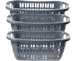 Set van 3 grote grijze wasmanden 55 x 37 x 20 cm: uw multi-talent voor orde en comfort