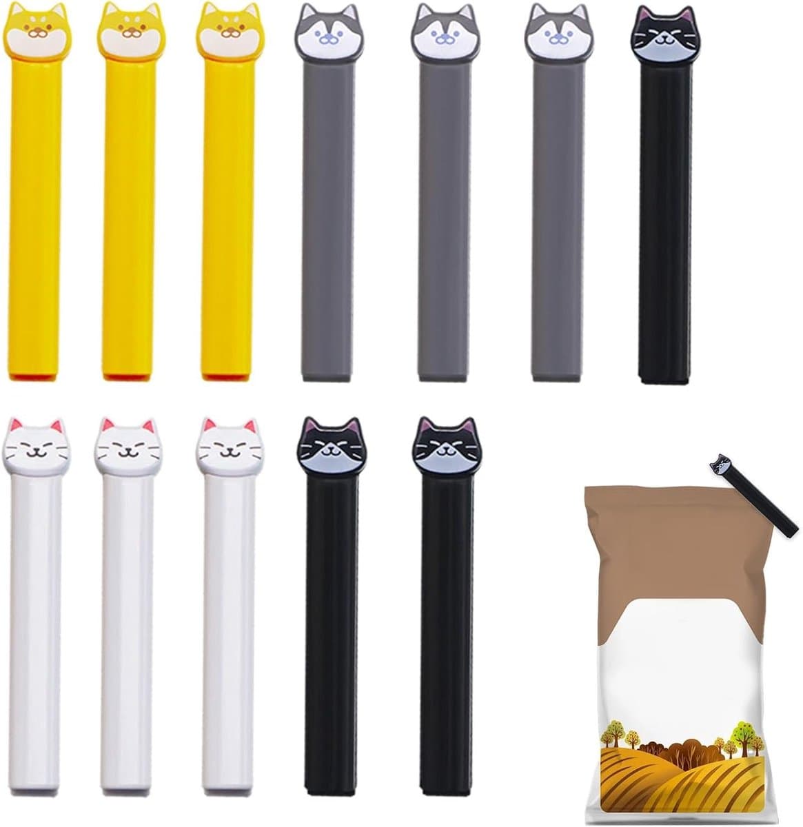 Zak Clips - Voedsel Sluiters - Keuken Organiseren - Vrolijke Dieren Vormen - 12 Stuks - Meerkleurig — afbeelding 1