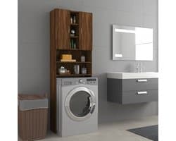 Wasmachine ombouw - Kast - Opbouwmeubel - Verhoger - Wasmachine meubel - Opbergkast - Hout - 64x25,5x190 cm - Bruin Eiken