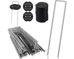 Stabiele grondankers voor onkruidvlies - 50 stuks, camping en omheining - 150 mm lang 40 mm breed Ø 4 mm