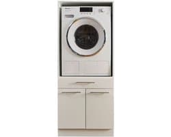 Interiax WASHWALL 'Mary' Wasmachine of Droogkast Ombouwkast Wit – Met 1 Lade voor Wasmand en 1 Opbergvak met 2 deuren - Wasmachinekast- 162x67.5x67.5 cm