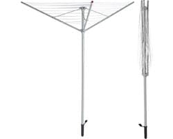Outdoor kledingluchter - stalen droogrek voor de tuin, 30 m droogruimte, inclusief grondpin, 15 kg draagvermogen, opvouwbaar voor eenvoudige opslag, grijs