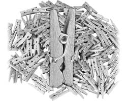 mini houten wasknijpers - set van 400 - zilver