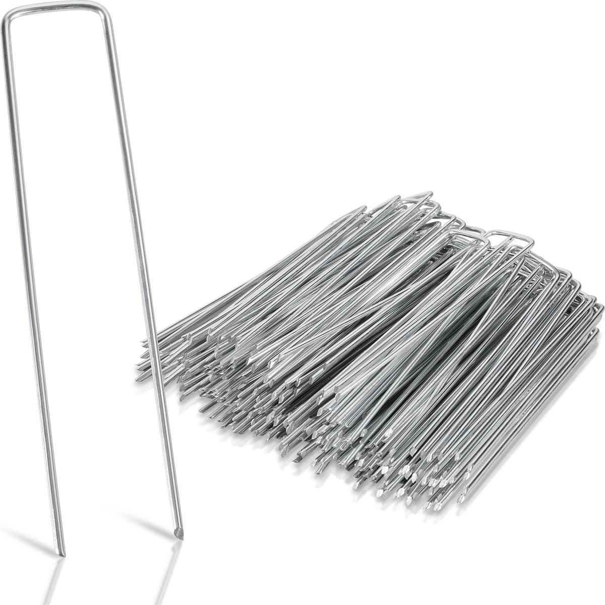 Grondankers 250 Stuks - 15x2.5cm - Roestwerend grondanker gegalvaniseerd staal - Ø2.8mm - Onkruidvlies - voor het bevestigen van worteldoek, tuinvlies, schutting, kunstgras, folies - stabiel U-vormig grondanker — afbeelding 1