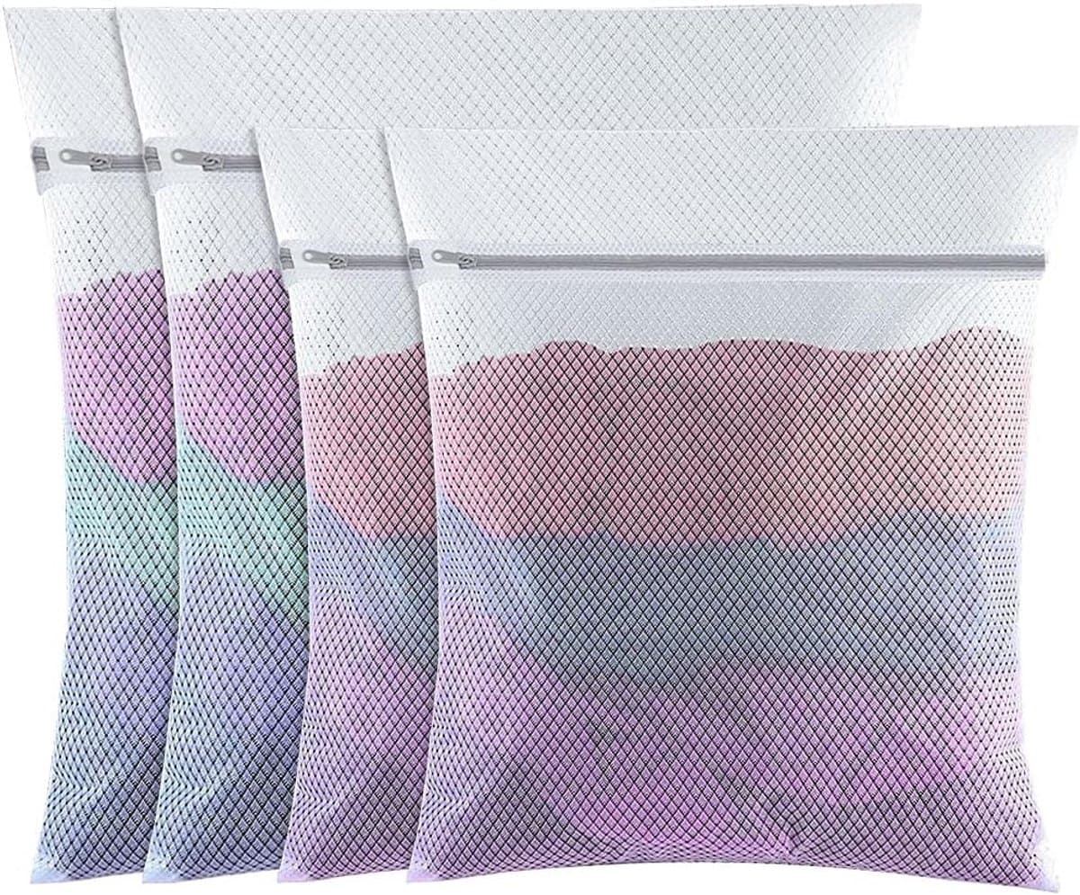 4-delige Waszakken Set - 2 Groot + 2 Medium - Fijnmazig Polyester Met Ritssluiting - Herbruikbaar voor Delicaat Wassen & Wasmachine — afbeelding 1