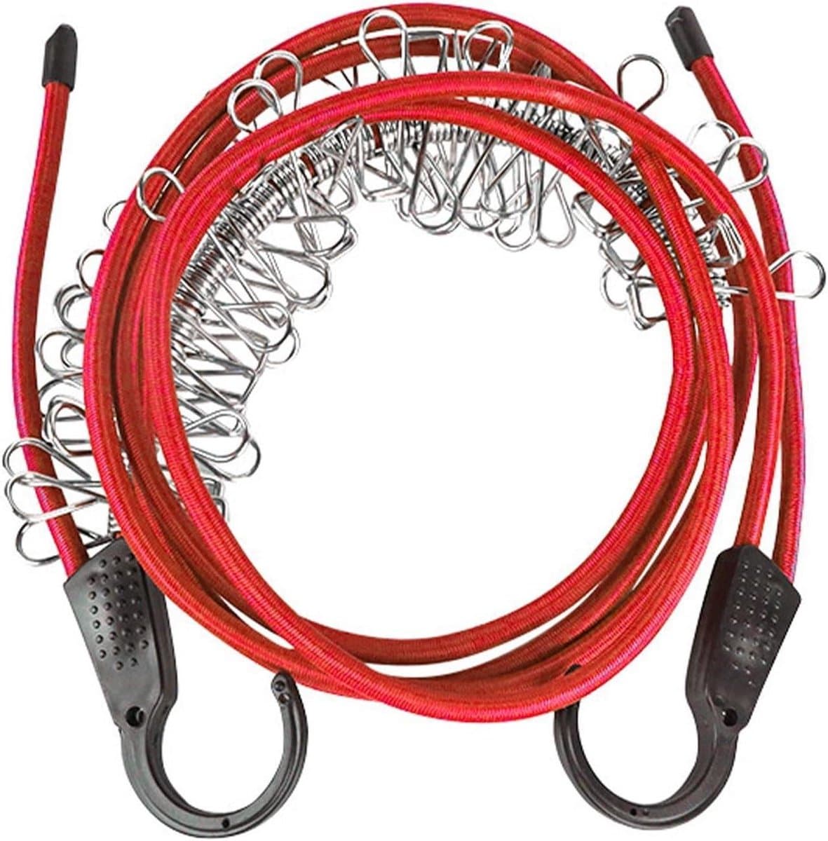 Wastouw - Reis waslijn - Outdoor drogen - Elastisch materiaal - 1.5 meter - Rood — afbeelding 1