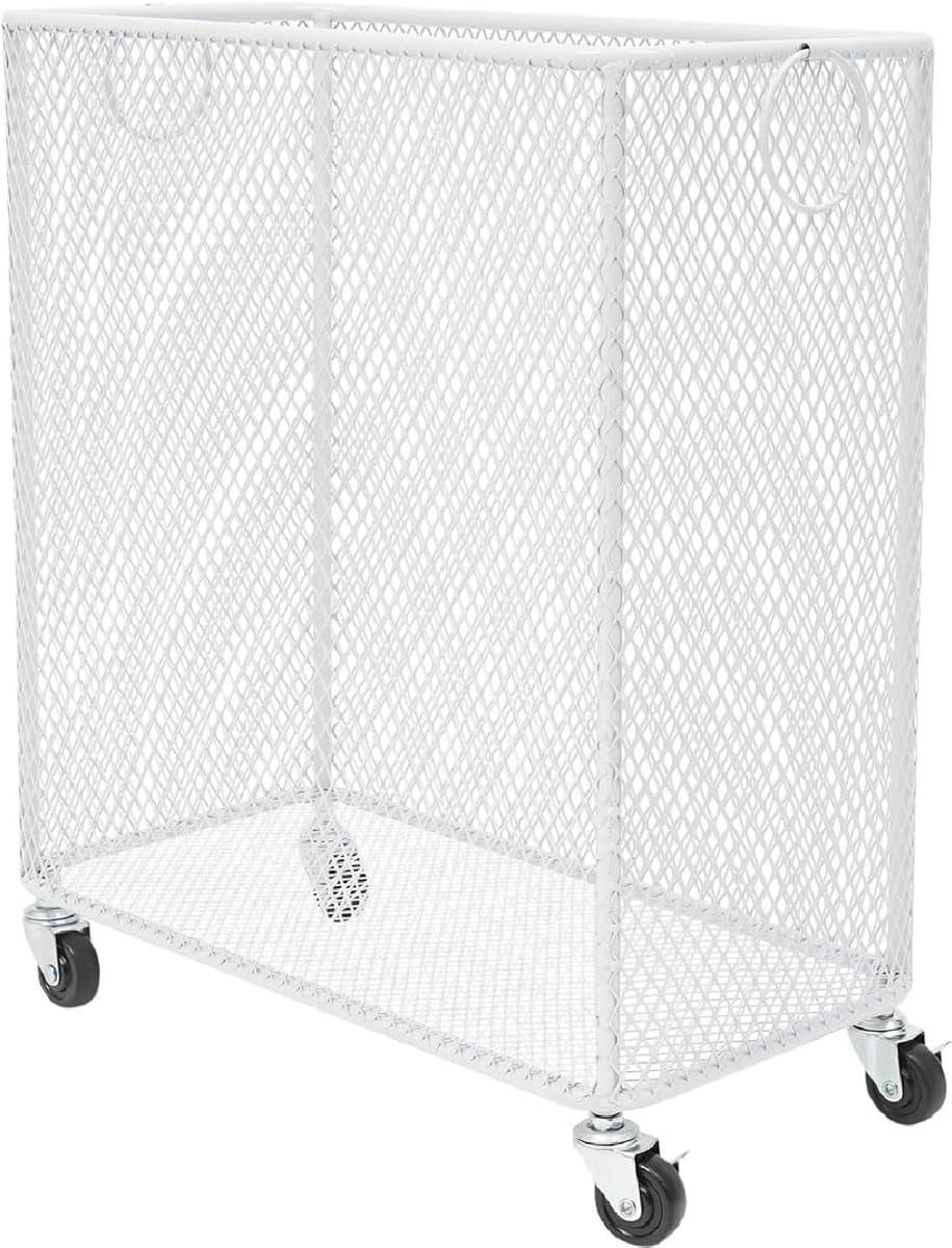 Verrijdbare Wasmand - Opbergmand Kleding - Kleding Sorteren - Met Remwielen - 43x23x45 cm - Wit — afbeelding 1