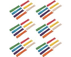 Houten Wasknijpers - Knutsel Clips - Foto's Ophangen - Natuurlijk Hout - 100 Stuks - Meerkleurig