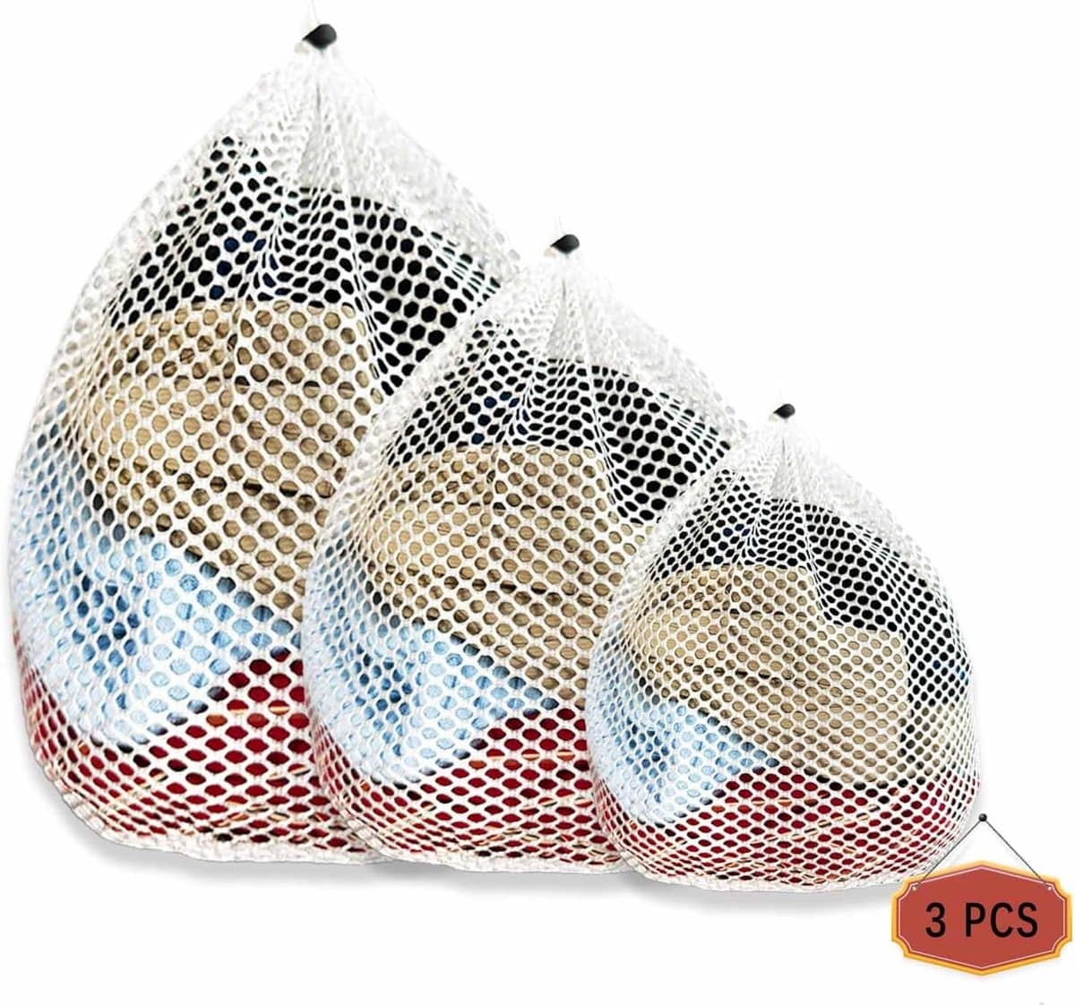 Set van 9 wasnetten - 3 maten 40-60 cm - met trekkoordstopper - zeer duurzaam - geschikt voor diverse soorten was — afbeelding 1