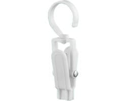 Wasknijpers met Haak - Kledingclips - Kleding Ophangen - 360 Graden Draaibaar - 10 Stuks - Wit