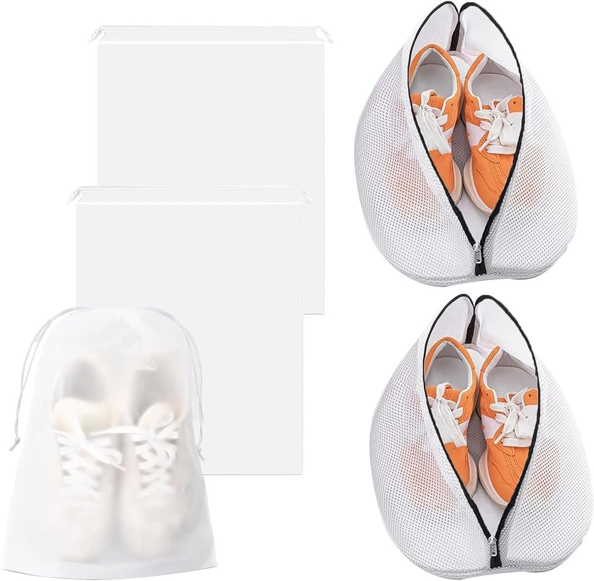 Schoenwasnet - 2 Stuks Waszak voor Sneakers en Sokken met Rits (24 x 24 x 42 cm) - Ideaal voor Wasmachine en Bescherming van Schoenen — afbeelding 1
