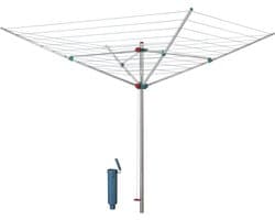 Droogmolen Buiten - Waslijn Tuin - Kleding Drogen - Stabiele Aluminium Constructie - 50 Meter Lijn - Zilver