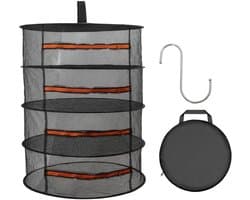 Dailygoods- Kruidenafdruiprek 4-laags - Opvouwbaar - Afdruiprek voor Planten - Duurzaam Net - Geschikt voor Kruidendrogen - Zwart/Oranje - Planten Droger