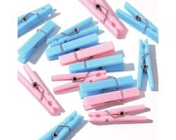 Mini wasknijpers - Kleine knijpers - Kleding drogen - Ruime set - 60 stuks - Roze blauw