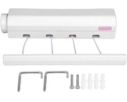 Dailygoods- Waslijn Automatisch Intrekbaar 3,2m - Wanddroogrek - Uittrekbare Waslijn - 4 Lijnen - Eenvoudig te Installeren - Modern Design - Wasrek