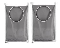 Dailygoods- Wasmand met Deksel - Wasmand 2 Vakken - Wasmand voor Deur - Waszak - Waterdichte Wasmand - Ruime Capaciteit 77x50 cm