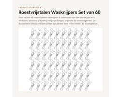 Dailygoods- Wasknijpers 60 Stuks - Roestvrij Staal - Duurzaam - Antislip - Winddicht - Voor Binnen/Buiten - Compact en Draagbaar - Waslijnclips