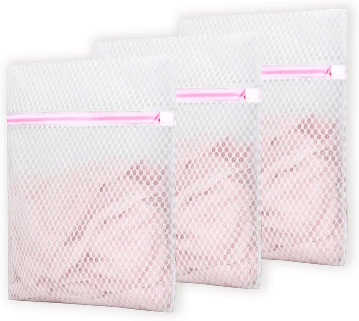 Set van 3 Herbruikbare Mesh Waszakken met Ritsen, 12"x16", Perfect voor Delicate Kleding, Ondergoed en Reizen — afbeelding 1