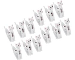 Katten Snack Clips - Wasknijpers Zaksealer - Voedsel Zakken Sluiten - Stevige Metalen Veer - 12 Stuks - Wit