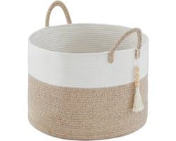 Grote Vlechtwerk Wasmand van 65 Liter, Opbergmand voor Dekens en Speelgoed, Ideaal voor Woonkamer en Kinderkamer, 50 x 33 cm, Bruin