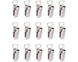 Allecto - IJzeren Tapijtclips - Zware Wandclips voor Tapijt - Platina - Hangende Clips voor Handdoek en Sjaal - 15 Stuks - Geschikt voor Diverse To...