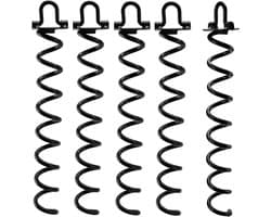 Set van 5 Spiralen Grondankers voor Trampolines, Tentankers, Tuinbevestigingen en Zandschroeven, Robuust en Duurzaam, Zwart