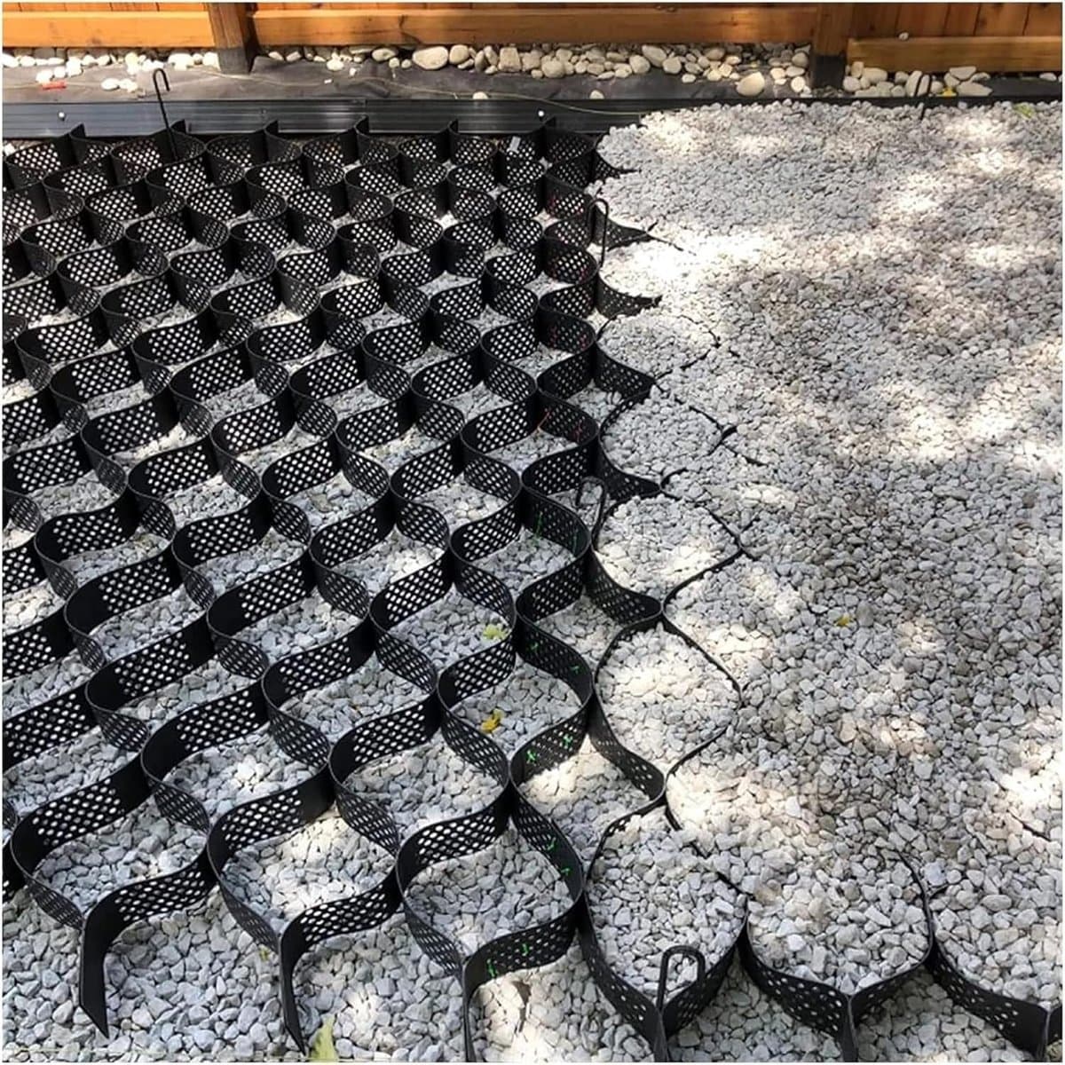 Grondrooster Stabilisator - Grind Stabilisator - Oprit Aanleggen - Hoge Zijdelingse Beperking - 4 x 7 Meter - Zwart — afbeelding 1