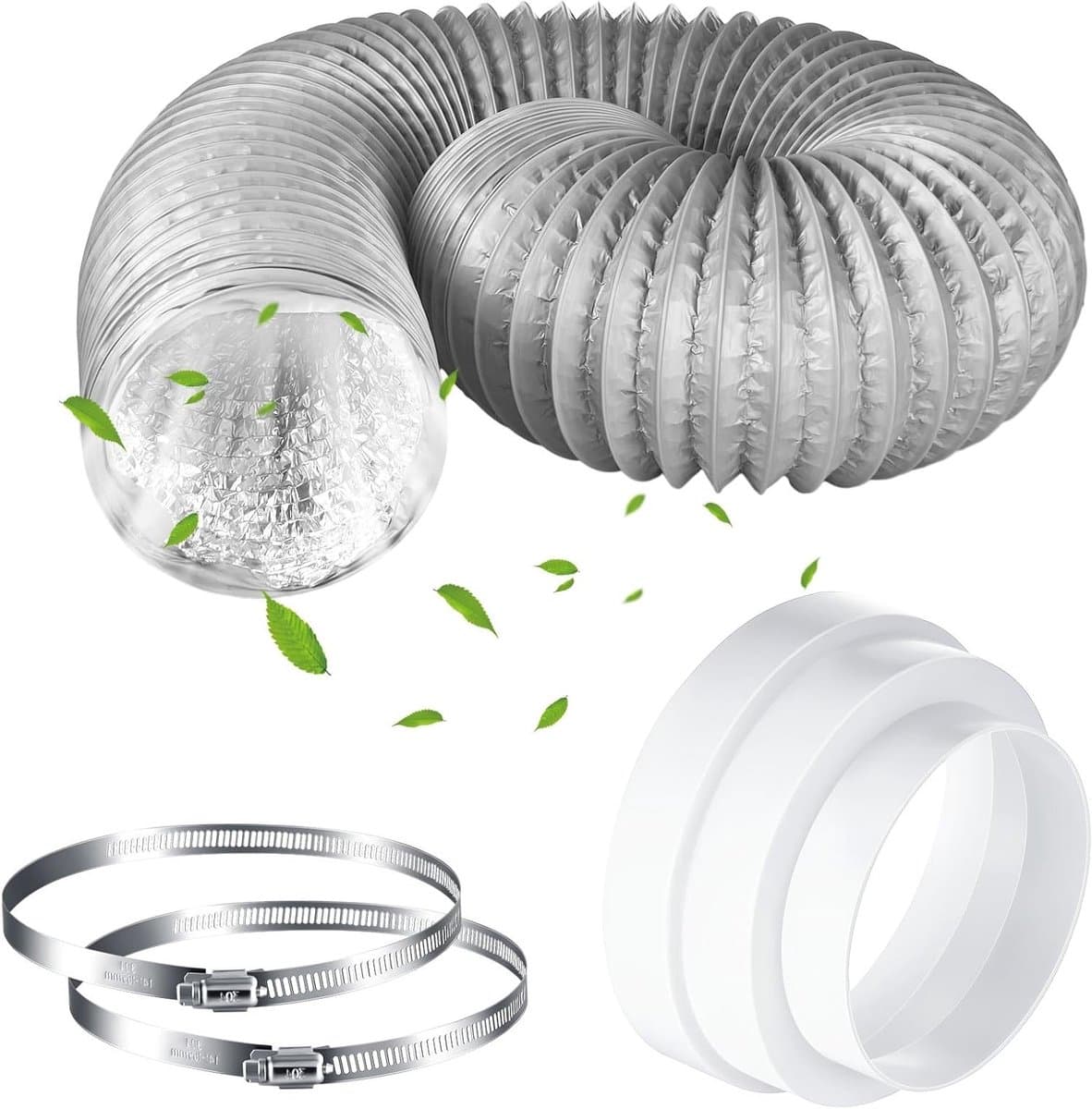 Afvoerslang Airco 150 mm x 2 m PVC verlenging - aluminium flexibele buis - roestvrijstalen klem - verloopstuk 120-160 mm - airconditioning wasdroger afzuigkap Afvoerslang Airco — afbeelding 1