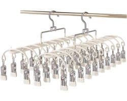 Set van 2 RVS Sokdroogrekken met 40 Clips, Dubbele Rij Kledingknijpers, Windbestendig Vouwdroger voor Sokken, Ondergoed en Handschoenen