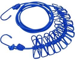 Waslijn met Clips - Drogere Lijn Uittrekbaar - Kleding Drogen Buiten - Weerbestendig Ontwerp - 18 meter - Blauw
