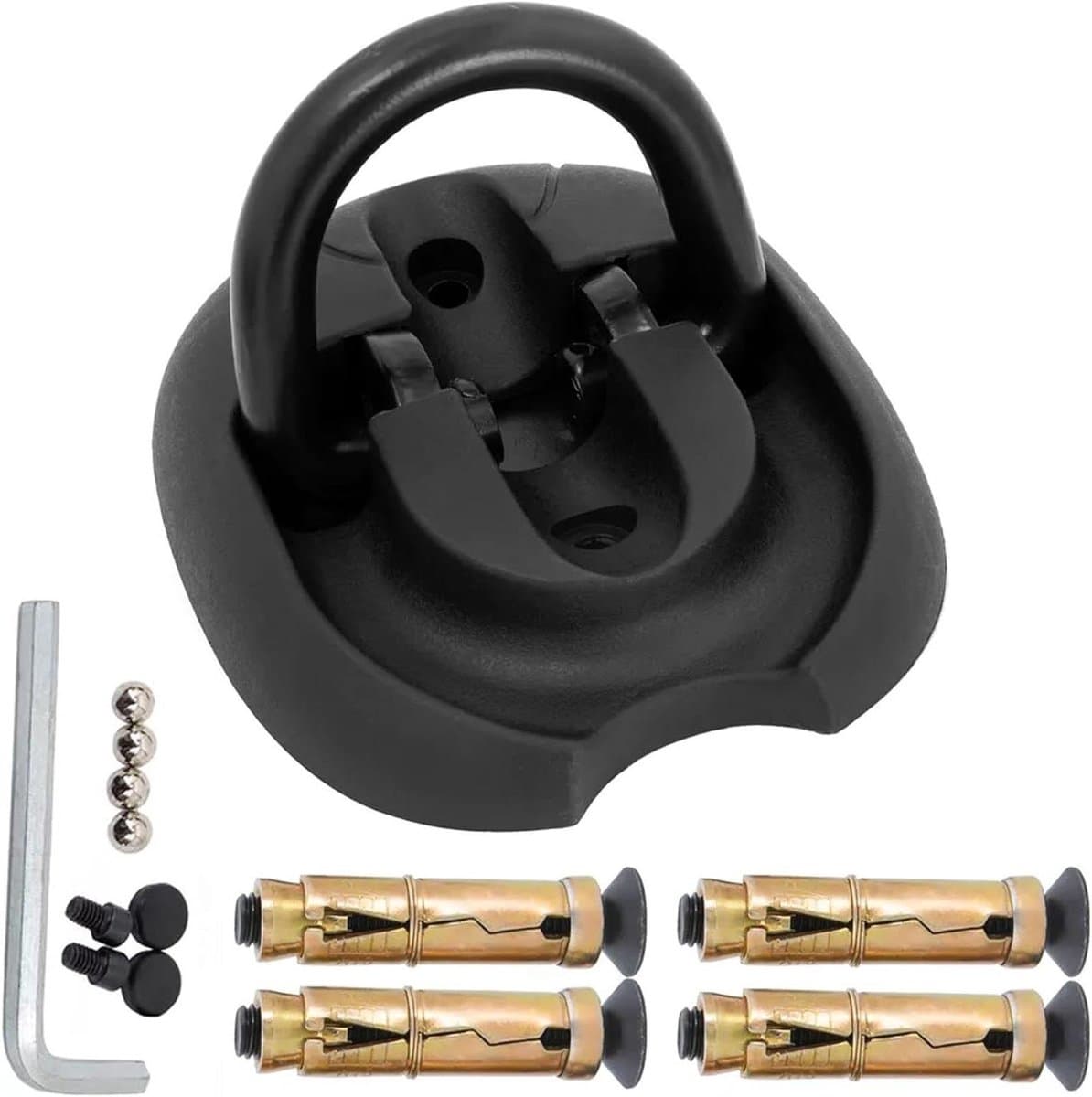 Grondanker Motor - Diefstalbeveiliging Motor - Garagevloer Beveiligen - Volledig Gelast Staal - 18.3 x 5 x 13 cm - Zwart — afbeelding 1