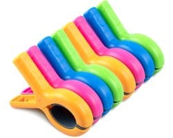 8 stuks grote handdoekclips voor strandstoelen - Handdoekhouder voor strandstoel, zwembadstoel op een cruiseschip - Extra grote, stevige wasknijpers - Strandstoelclips, onmisbare strandaccessoires - 4 kleuren