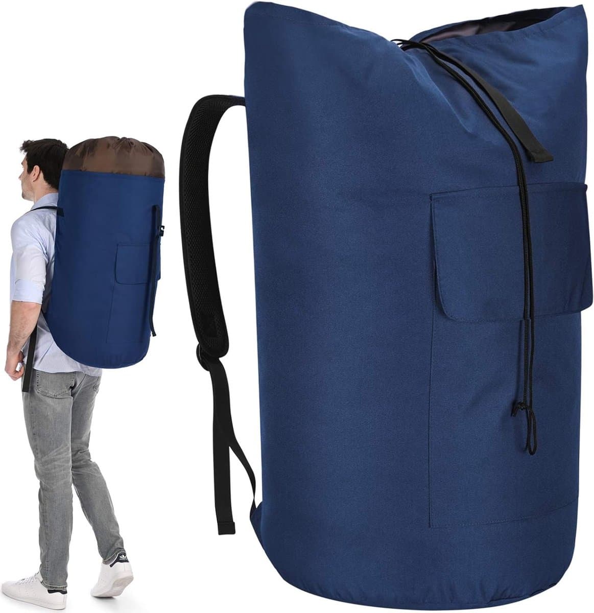 Grote Waterdichte Waszak voor Vuile Kleding, Vouwbare Opbergzak met 2 Schouderbanden, Ideaal voor Reizen en Thuisgebruik — afbeelding 1