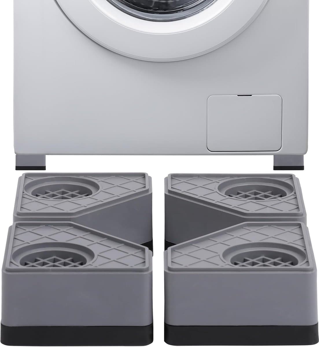 Anti Trillingsmat Wasmachine - en Wasdroger - Geluidsdempende Antislip Mat - Rubber Mat Trillingsdempers - Trillingsdempers wasmachine – Extra dik - Voetjes wasmachine & droger - Wasmachine demper – Anti trillings - vibratie - dempers pads – Antislip — afbeelding 1