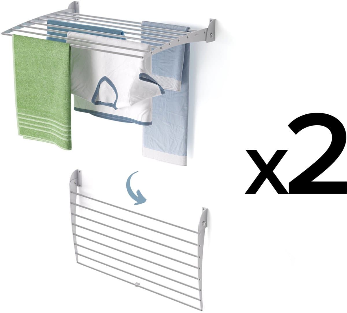 2x Foxydry Fold 82 cm DOWN - wasdroogrek wandmontage clicksysteem - neerwaartse sluiting - 82 x 50 x 10 cm — afbeelding 1