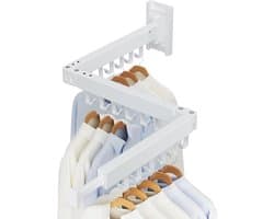 Uittrekbaar droogrek - ruimtebesparend - wit - aluminium