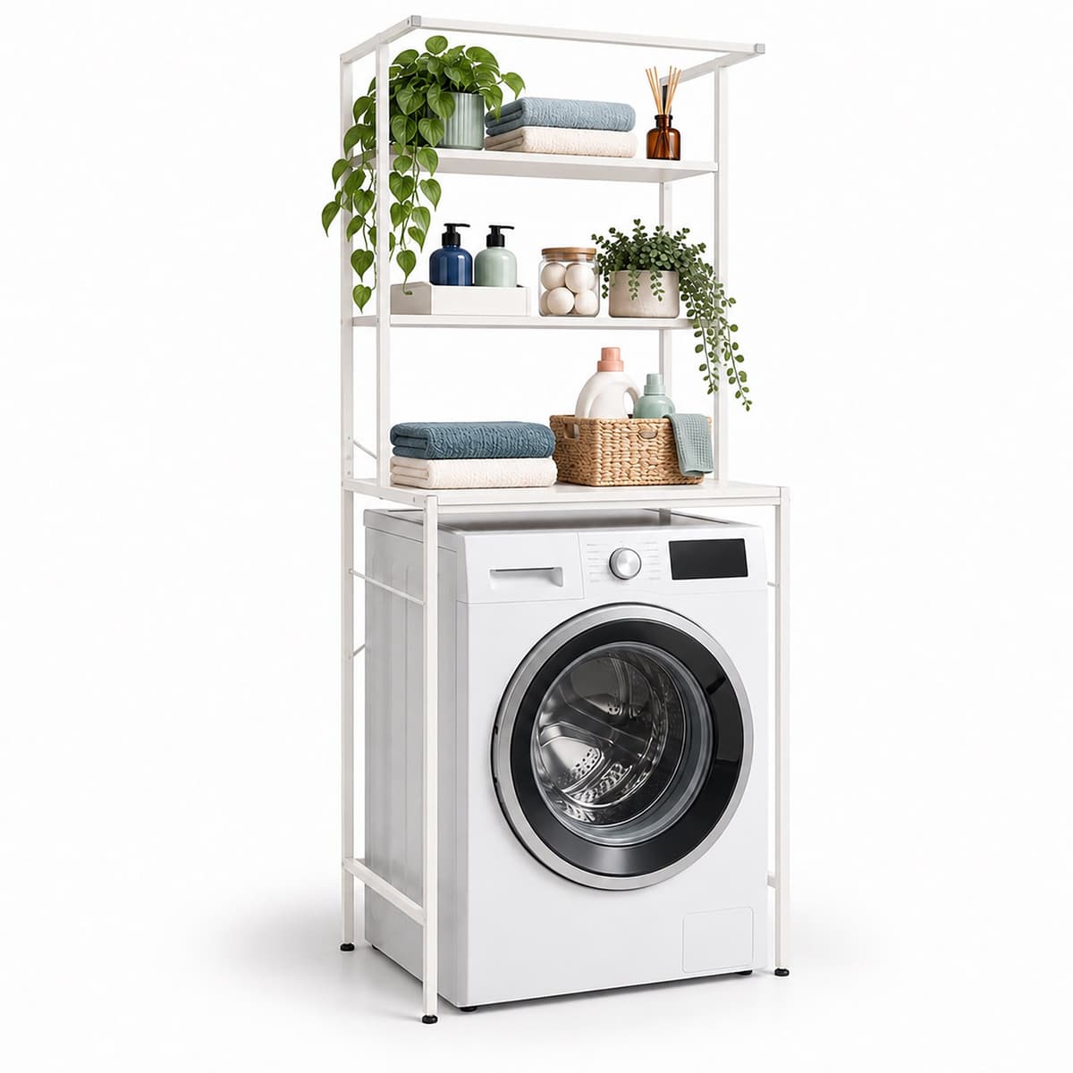 Wasmachine rek - 161x66x40 cm - wit — afbeelding 1