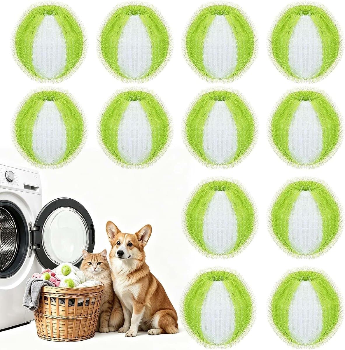 12 stuks pluisballen, wasmachine, dierenhaarverwijderaar, nylon wasbal — afbeelding 1