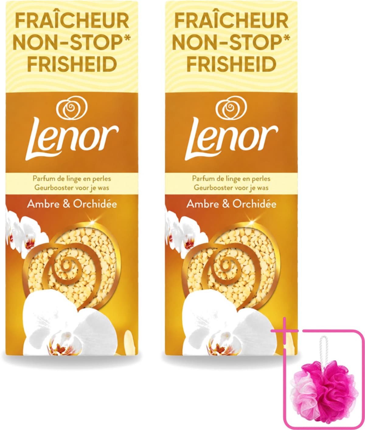 2 x Lenor – Geurbooster – Amber & Orchidee – 12 Wasbeurten – 155 g - Bulkverpakking - Geurparels - Douchemop - Wasgeur — afbeelding 1
