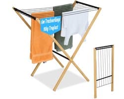Wasrek inklapbaar - 77x79x49 cm - inklapbaar - staand - bamboe - zwart