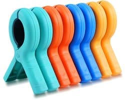 Ibenzoa® Set van 8 kleurrijke windbestendige klemmen voor strandstoelen en waslijn