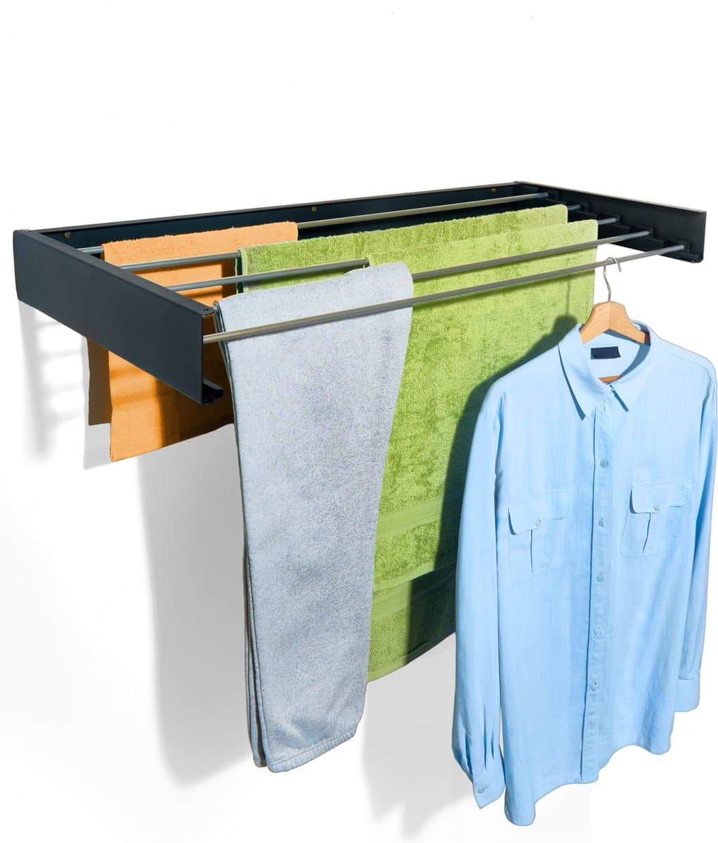 Bodo® Inklapbaar Droogrek - Breed 80 cm - 4m Drooglengte - Mat Zwart — afbeelding 1