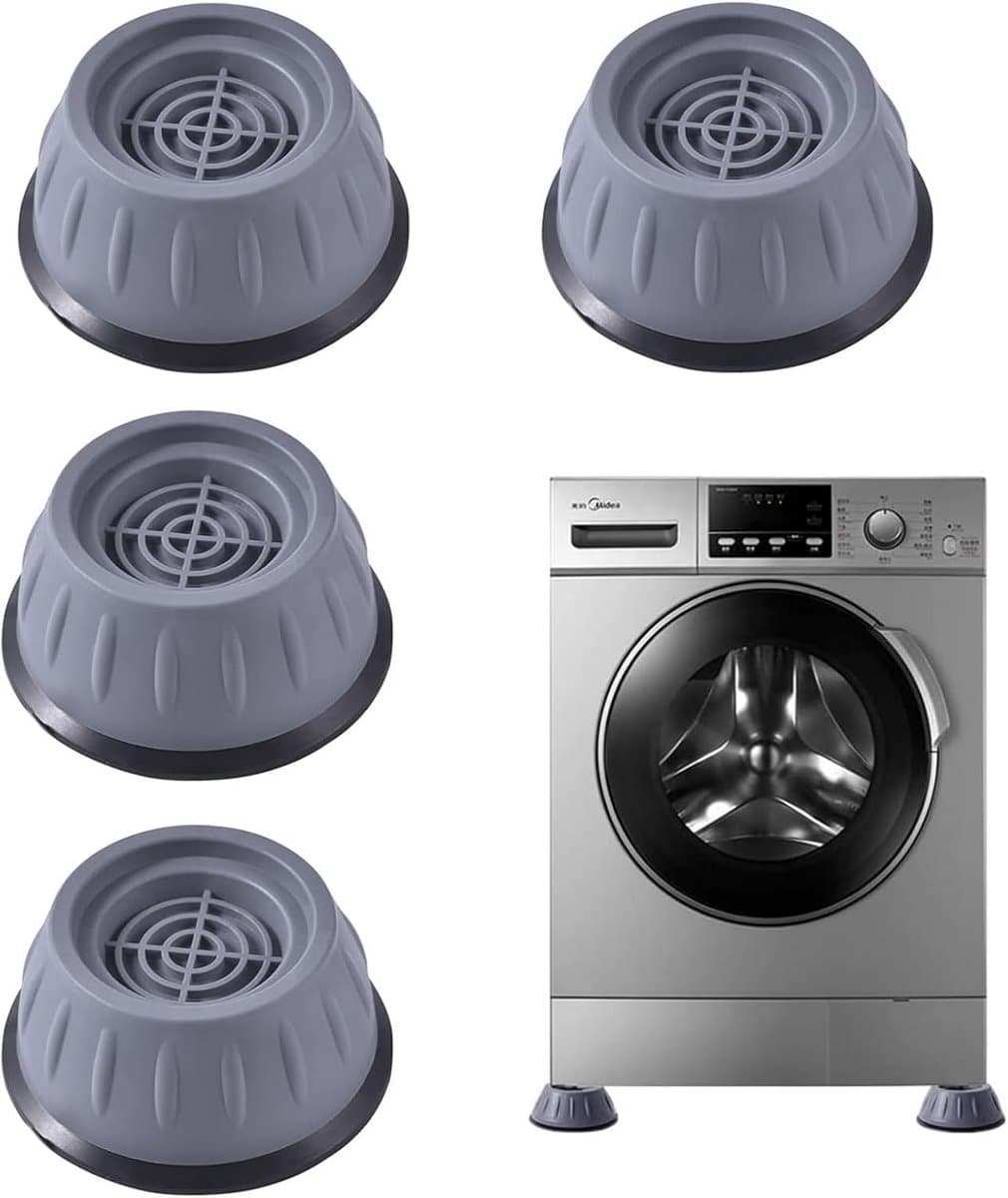 Antislip en Geluidsreducerende Wasmachine Onderlegger - 4 Stuks, Trillingsdempers voor Stabiliteit en Bescherming van Vloeren — afbeelding 1