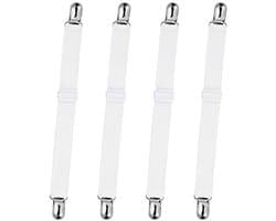 Verstelbare lakensluitingen, elastische lakensluitingen, lakensluitingen met metalen clips, gemonteerde lakensluitingen, wit, verpakking van 16 stuks