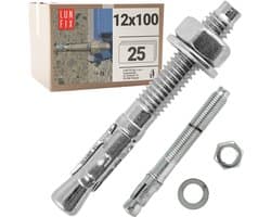 LUN FIX - Boutankers 12x100 mm - 25 stuks - verzinkt staal - beton, pergola, hek, poortbevestiging — afbeelding 1