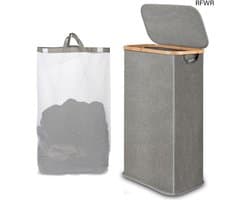 RFWR® Hoge Wasmand met Afneembare Binnenzak 60L - Ideaal voor Kleding, Speelgoed en Handdoeken