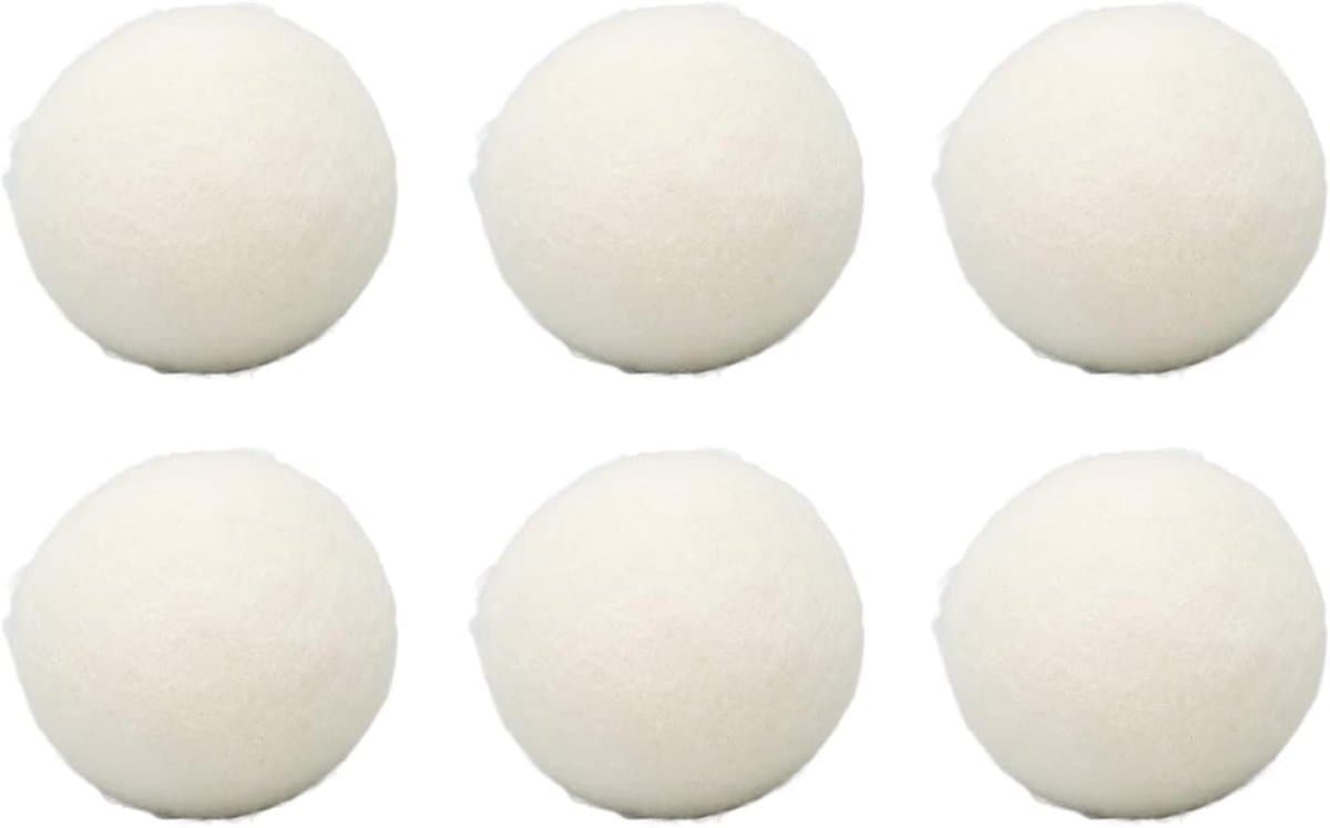 Allecto Plus - 6-delige wollen droogballen voor huidvriendelijke stofverzachter - Herbruikbare, tijdbesparende droogbal voor kortere droogtijd - Vermindert statische lading - Absorbeert onzuiverheden (6 cm) — afbeelding 1