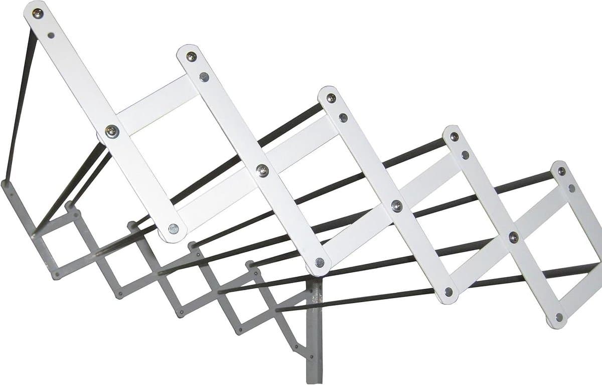 Wall-mounted Extendable White Airer with 10 Aluminum Clothing Lines 140 cm Steel 140 x 78 x 26.5 cm — afbeelding 1