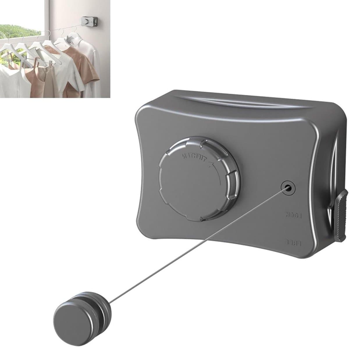16.7 Foot Retractable Non-sagging Clothesline Wall Mounted Stainless Steel Drying Line for Outdoor Indoor — afbeelding 1