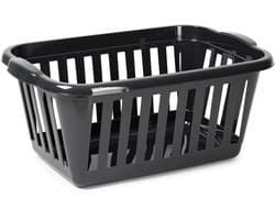 Plasticforte Wasmand - zwart - kunststof - 40 liter - 60 x 40 x 26 cm - manden voor wasgoed - huishouden - opbergmand